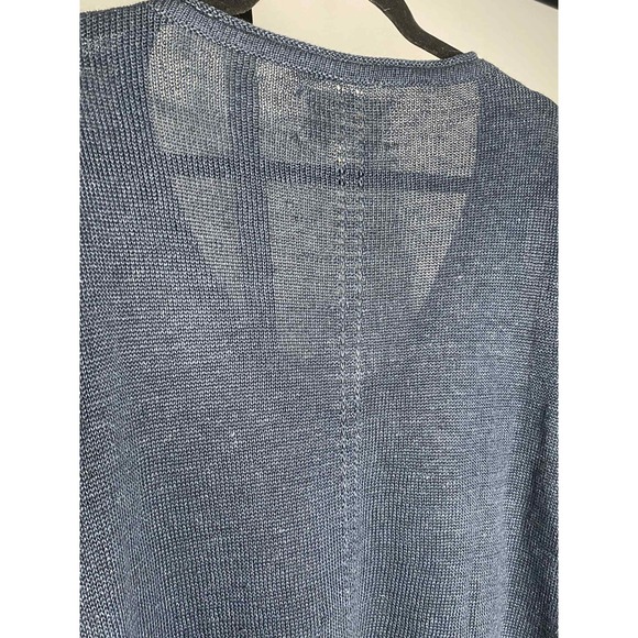 Brochu Walker Women's Blue v neck Sweater MSRP $498 Size Large 100% Linen luxury - Picture 6 of 9